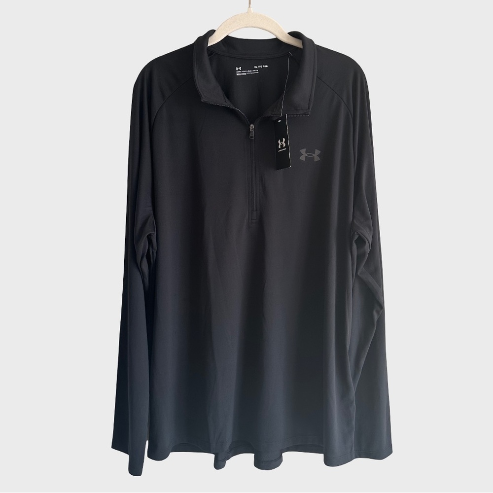 NWT Under Armour UA Tech 2.0 Men's 1/2 Zip Long Sleeve Shirt 1328495 Black XL